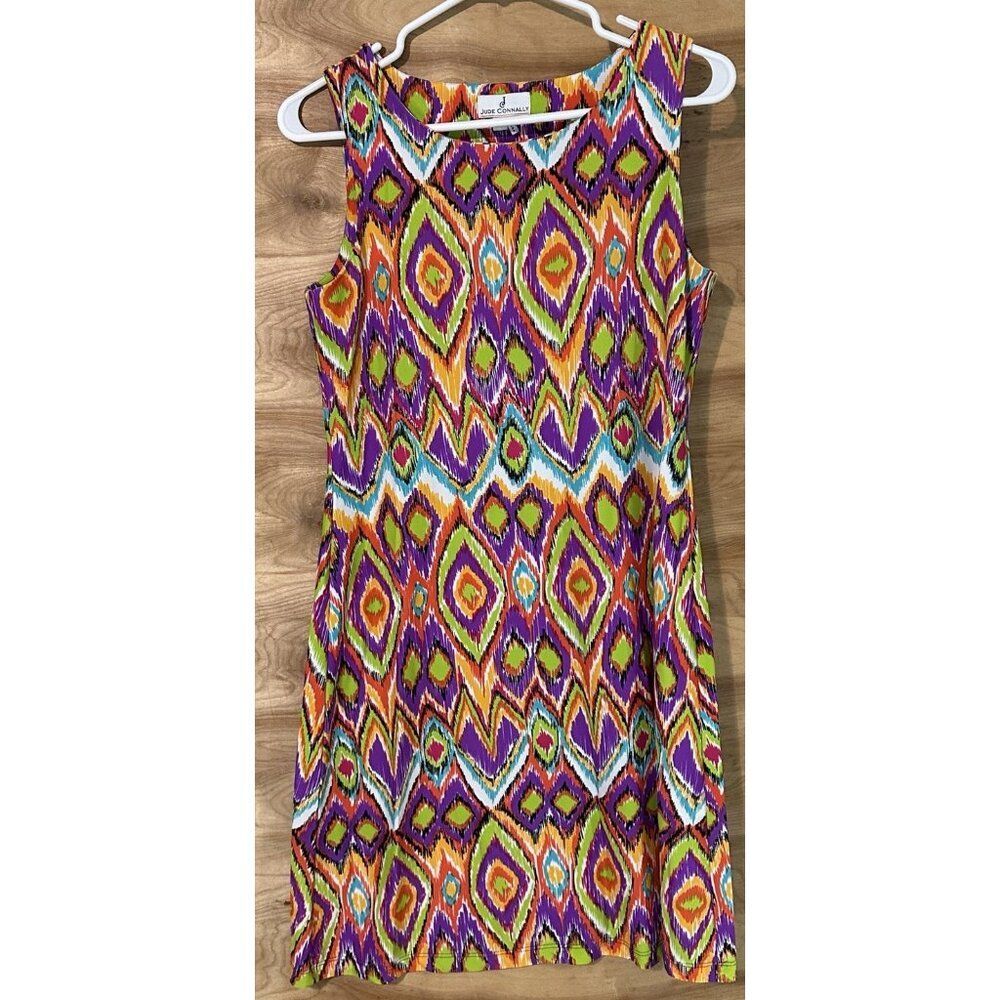 Jude Connally Small Dress Sleeveless Stretch Pull On Color Bright Shift